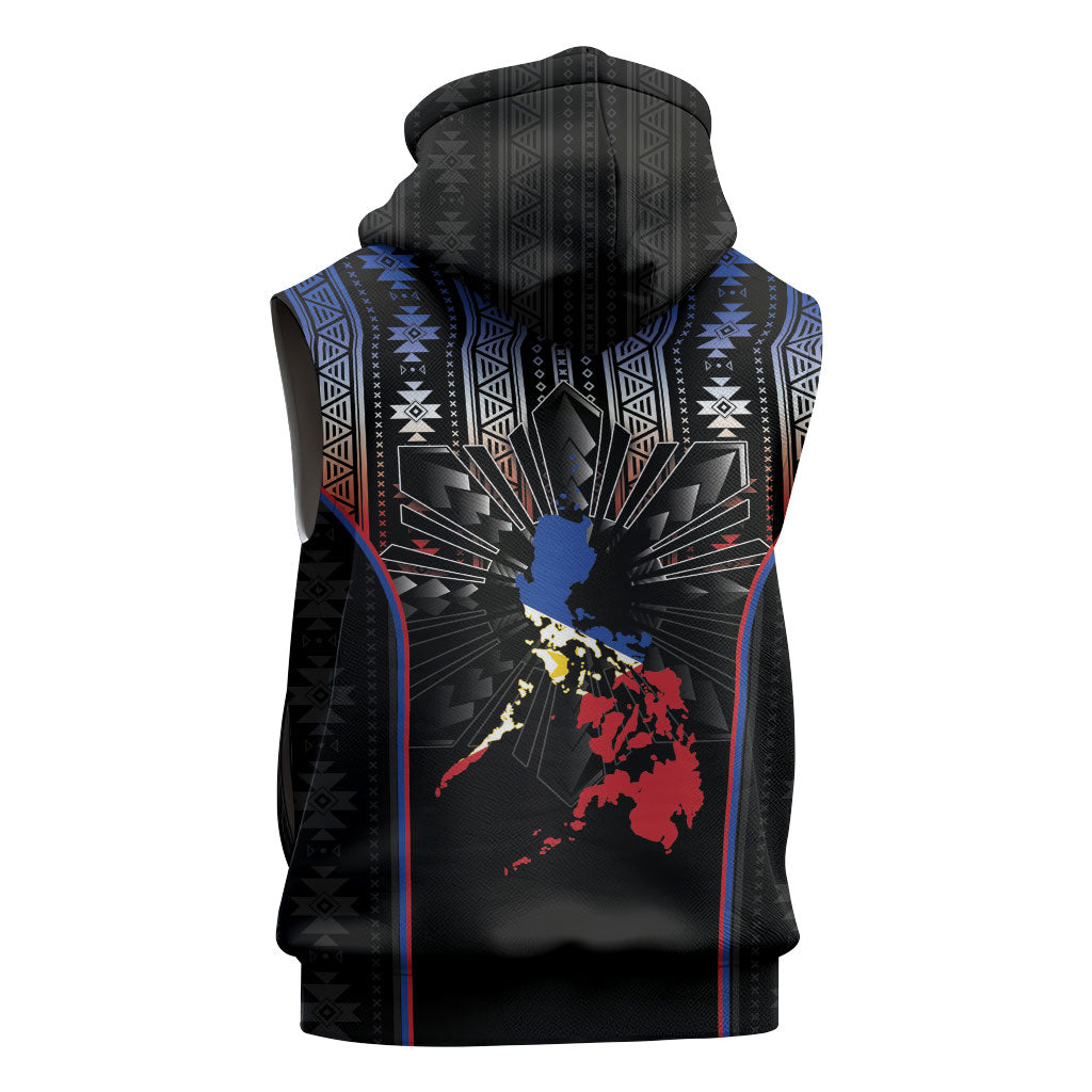 Mabuhay Philippines Festival Sleeveless Zip Hoodie Filipino Map Sampaguita Igorot Pattern LT14 - Polynesian Pride