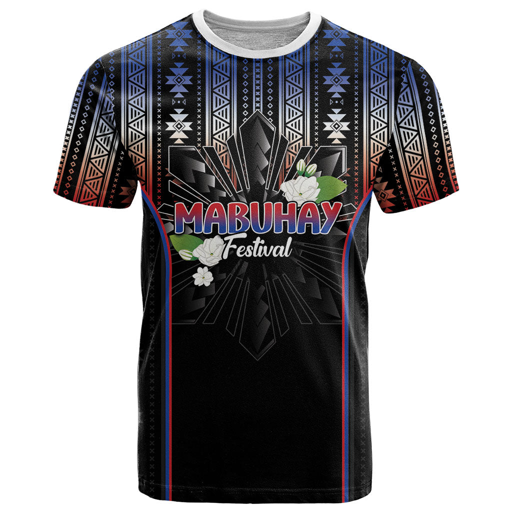 Mabuhay Philippines Festival T Shirt Filipino Map Sampaguita Igorot Pattern LT14 Black - Polynesian Pride