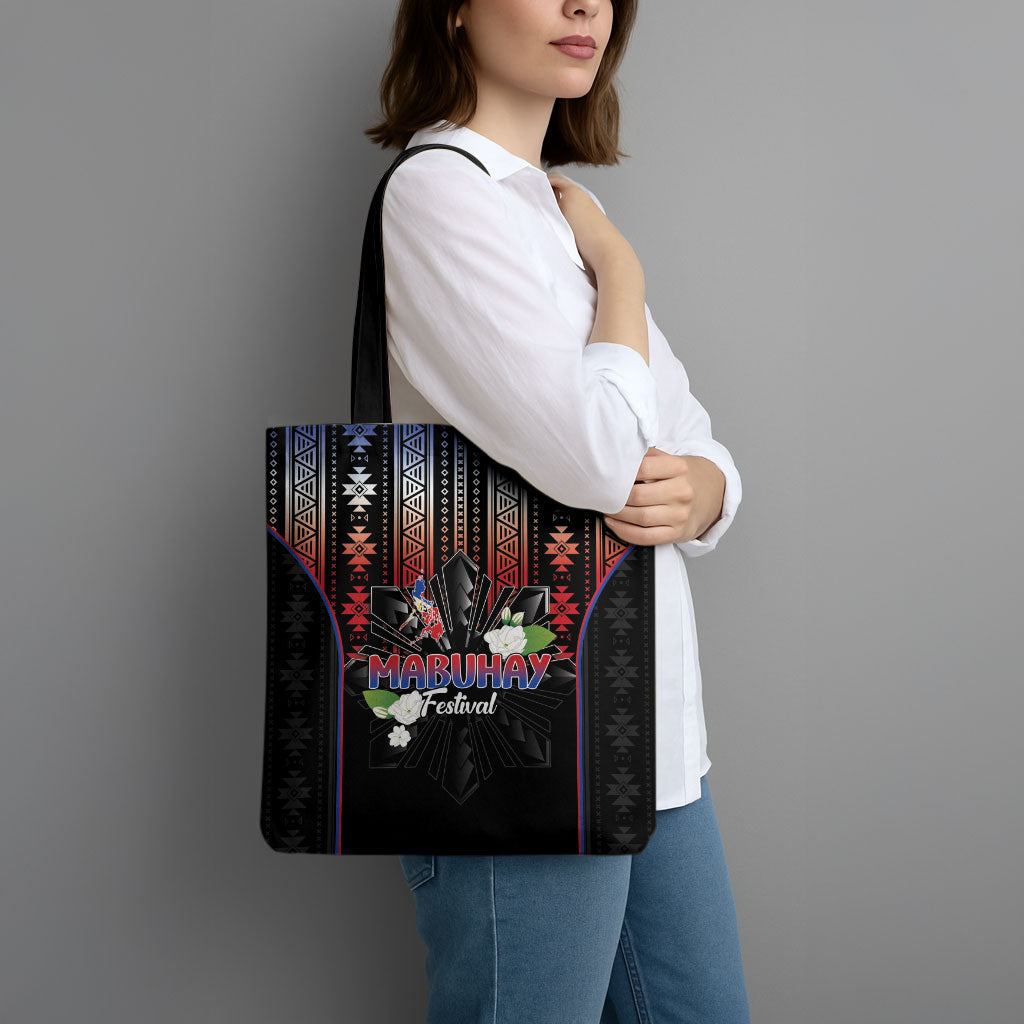 Mabuhay Philippines Festival Tote Bag Filipino Map Sampaguita Igorot Pattern LT14 - Polynesian Pride