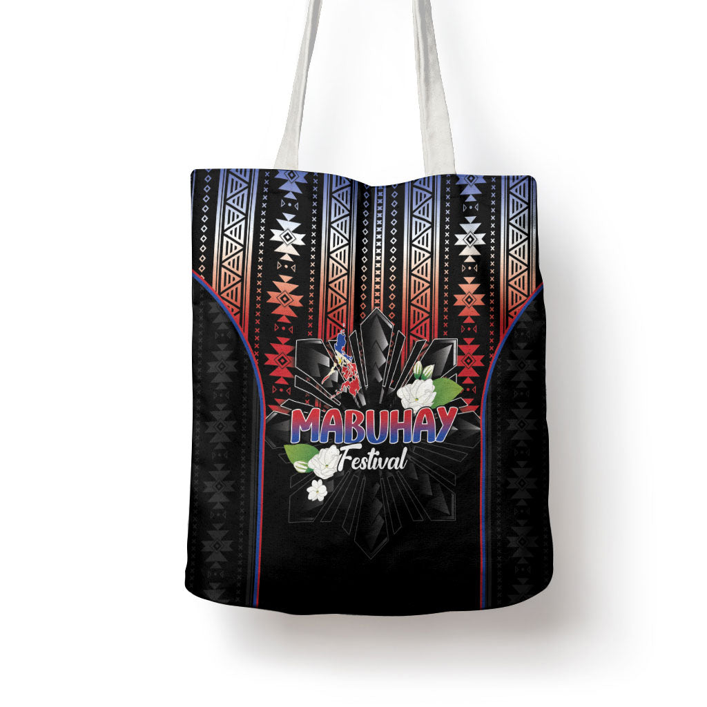 Mabuhay Philippines Festival Tote Bag Filipino Map Sampaguita Igorot Pattern LT14 - Polynesian Pride
