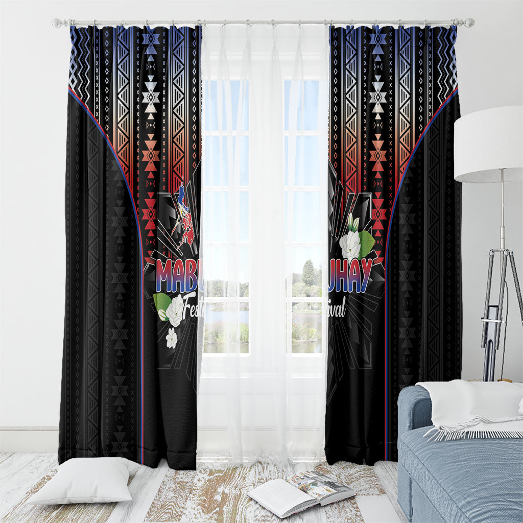 Mabuhay Philippines Festival Window Curtain Filipino Map Sampaguita Igorot Pattern