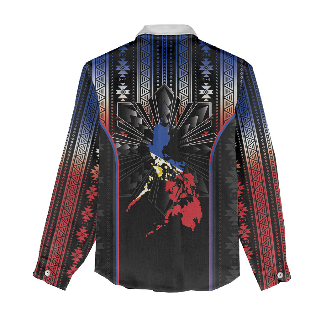 Mabuhay Philippines Festival Women Casual Shirt Filipino Map Sampaguita Igorot Pattern LT14 - Polynesian Pride