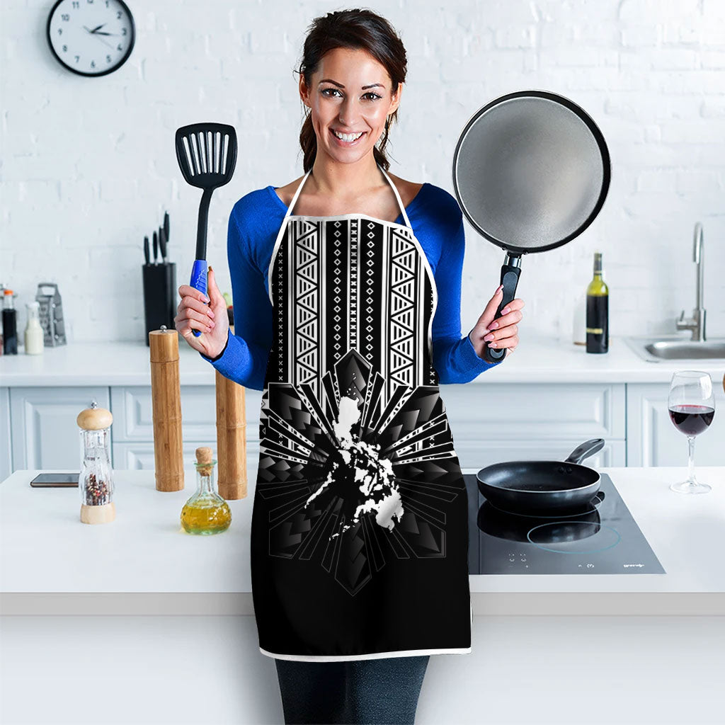 Mabuhay Philippines Festival Apron Filipino Map Black White Igorot Pattern LT14 - Polynesian Pride