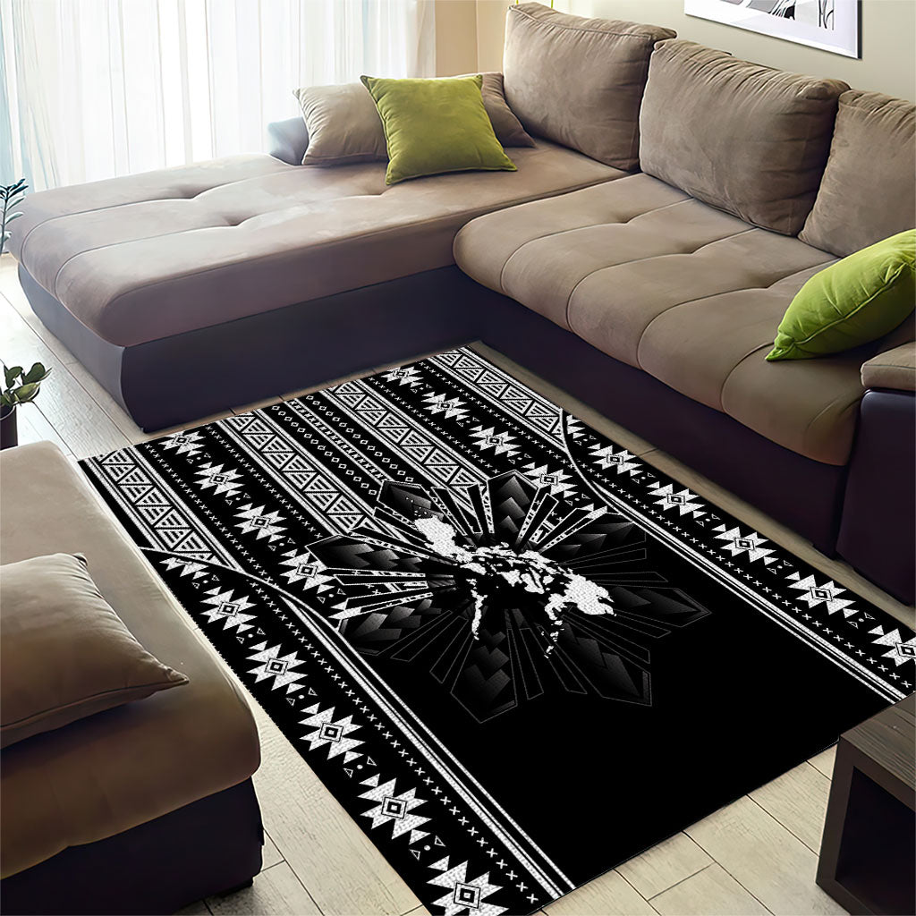 Mabuhay Philippines Festival Area Rug Filipino Map Black White Igorot Pattern LT14 - Polynesian Pride
