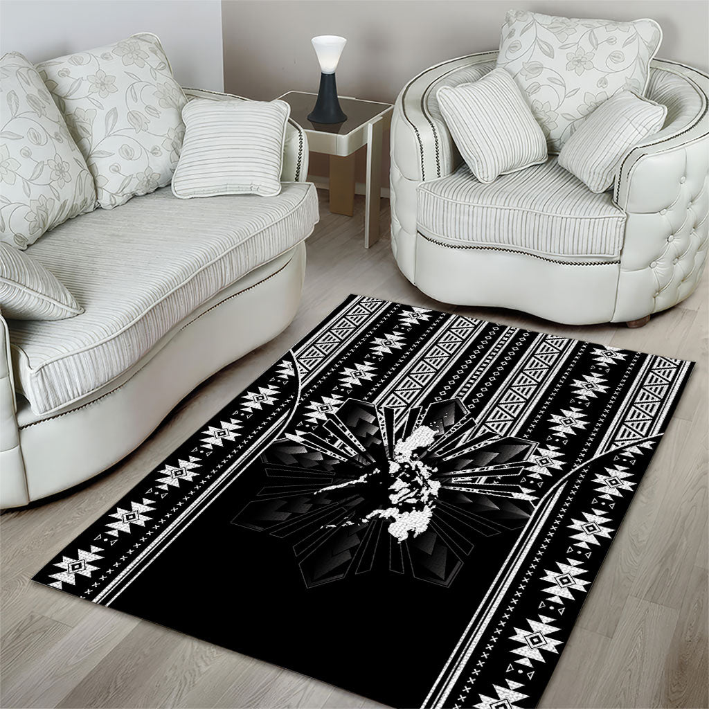Mabuhay Philippines Festival Area Rug Filipino Map Black White Igorot Pattern LT14 - Polynesian Pride
