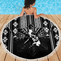 Mabuhay Philippines Festival Beach Blanket Filipino Map Black White Igorot Pattern LT14 - Polynesian Pride
