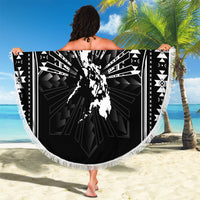 Mabuhay Philippines Festival Beach Blanket Filipino Map Black White Igorot Pattern LT14 - Polynesian Pride