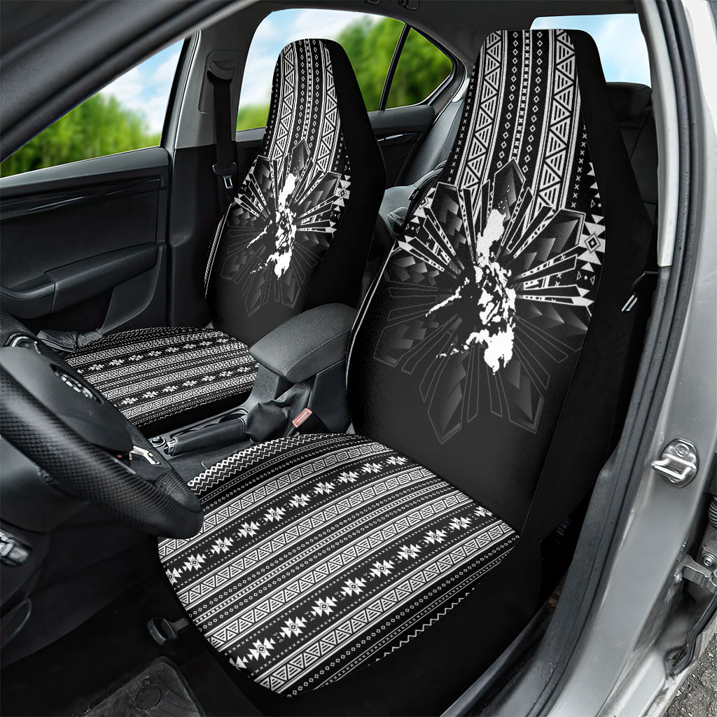 Mabuhay Philippines Festival Car Seat Cover Filipino Map Black White Igorot Pattern LT14 - Polynesian Pride