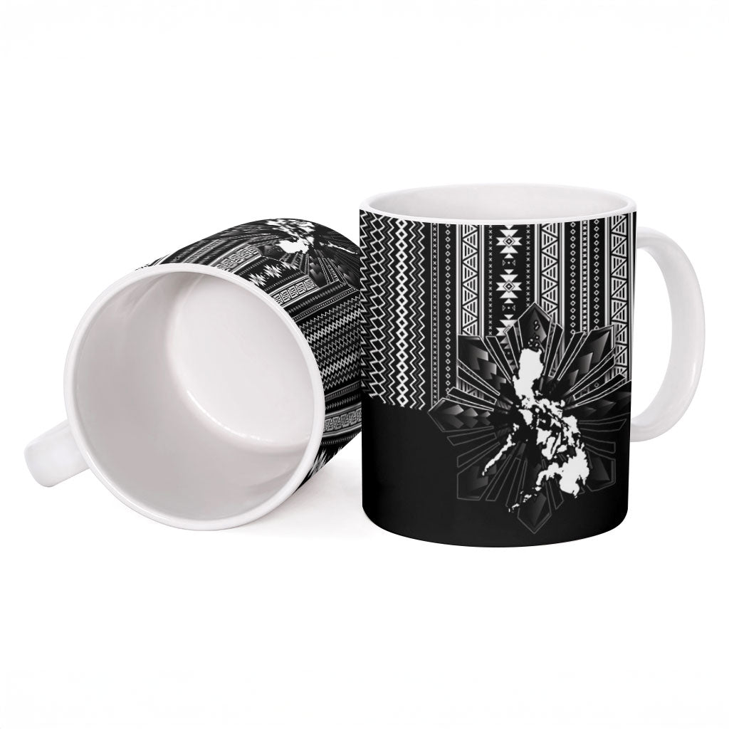 Mabuhay Philippines Festival Ceramic Mug Filipino Map Black White Igorot Pattern LT14 - Polynesian Pride