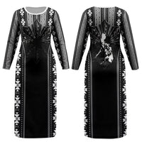 Mabuhay Philippines Festival Couples Matching Long Sleeve Bodycon Dress and Hawaiian Shirt Filipino Map Black White Igorot Pattern LT14 - Polynesian Pride