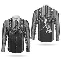 Mabuhay Philippines Festival Couples Matching Off Shoulder Maxi Dress and Long Sleeve Button Shirt Filipino Map Black White Igorot Pattern LT14 - Polynesian Pride