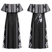 Mabuhay Philippines Festival Couples Matching Off Shoulder Maxi Dress and Long Sleeve Button Shirt Filipino Map Black White Igorot Pattern LT14 - Polynesian Pride