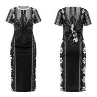 Mabuhay Philippines Festival Family Matching Short Sleeve Bodycon Dress and Hawaiian Shirt Filipino Map Black White Igorot Pattern LT14 Mom's Dress Black - Polynesian Pride