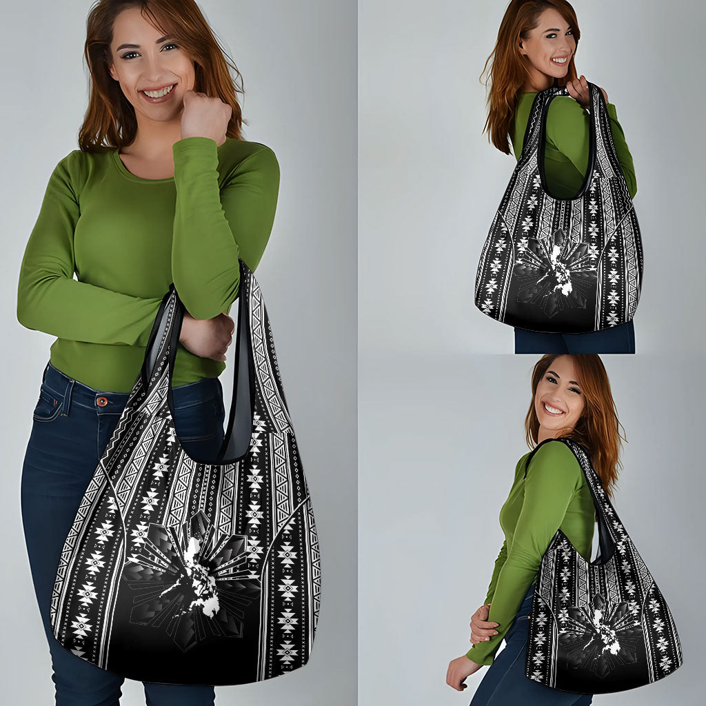 Mabuhay Philippines Festival Grocery Bag Filipino Map Black White Igorot Pattern LT14 - Polynesian Pride