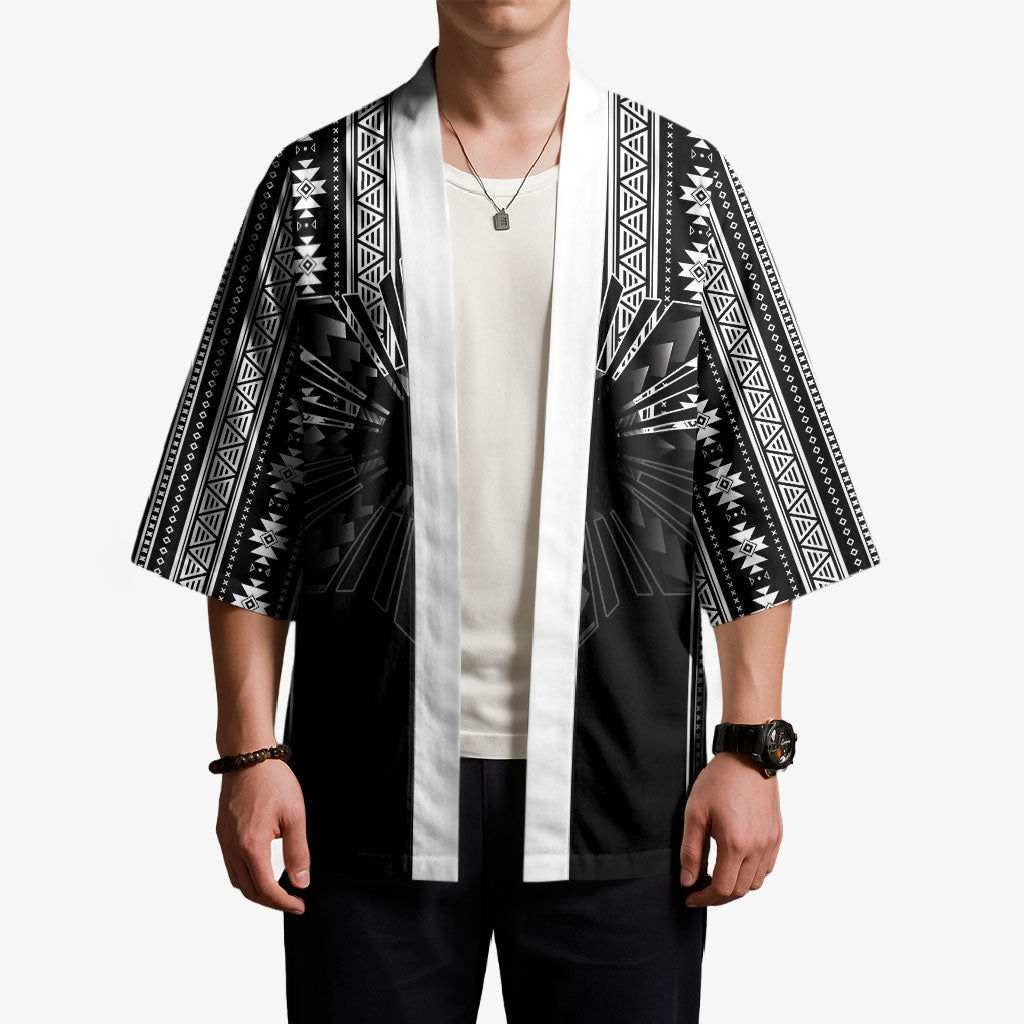 Mabuhay Philippines Festival Kimono Filipino Map Black White Igorot Pattern LT14 - Polynesian Pride