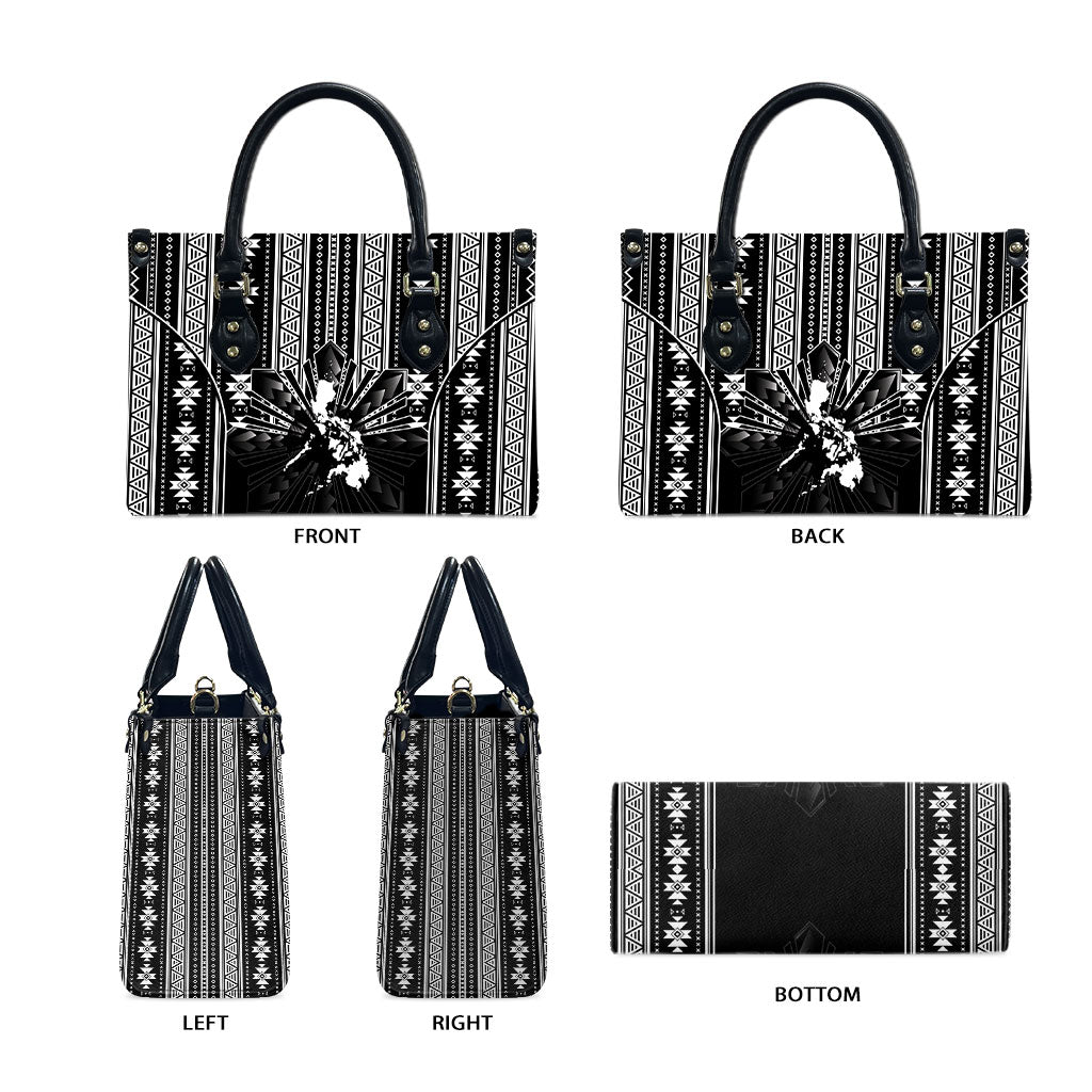 Mabuhay Philippines Festival Leather Bag Filipino Map Black White Igorot Pattern LT14 - Polynesian Pride