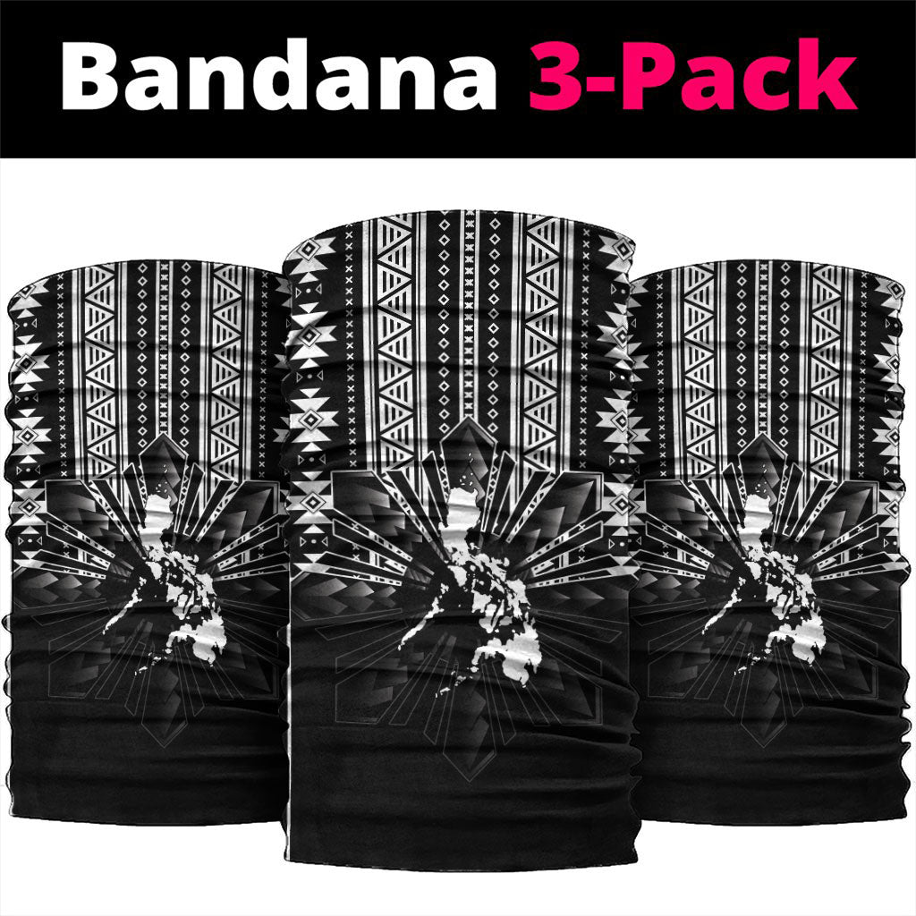 Mabuhay Philippines Festival Neck Gaiter Filipino Map Black White Igorot Pattern LT14 package One Size: 25*50cm Black - Polynesian Pride