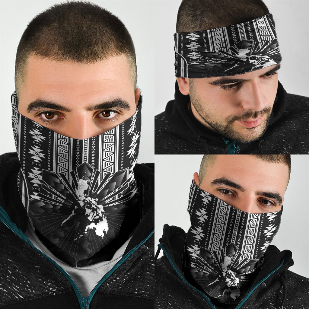 Mabuhay Philippines Festival Neck Gaiter Filipino Map Black White Igorot Pattern LT14 - Polynesian Pride