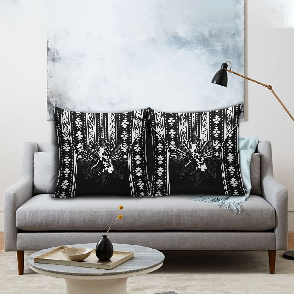 Mabuhay Philippines Festival Pillow Cover Filipino Map Black White Igorot Pattern LT14 - Polynesian Pride