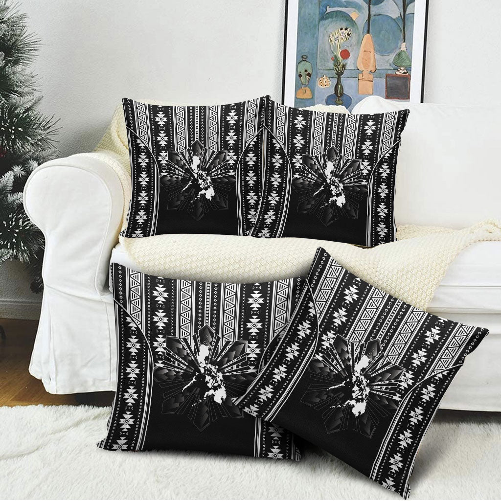 Mabuhay Philippines Festival Pillow Cover Filipino Map Black White Igorot Pattern LT14 - Polynesian Pride