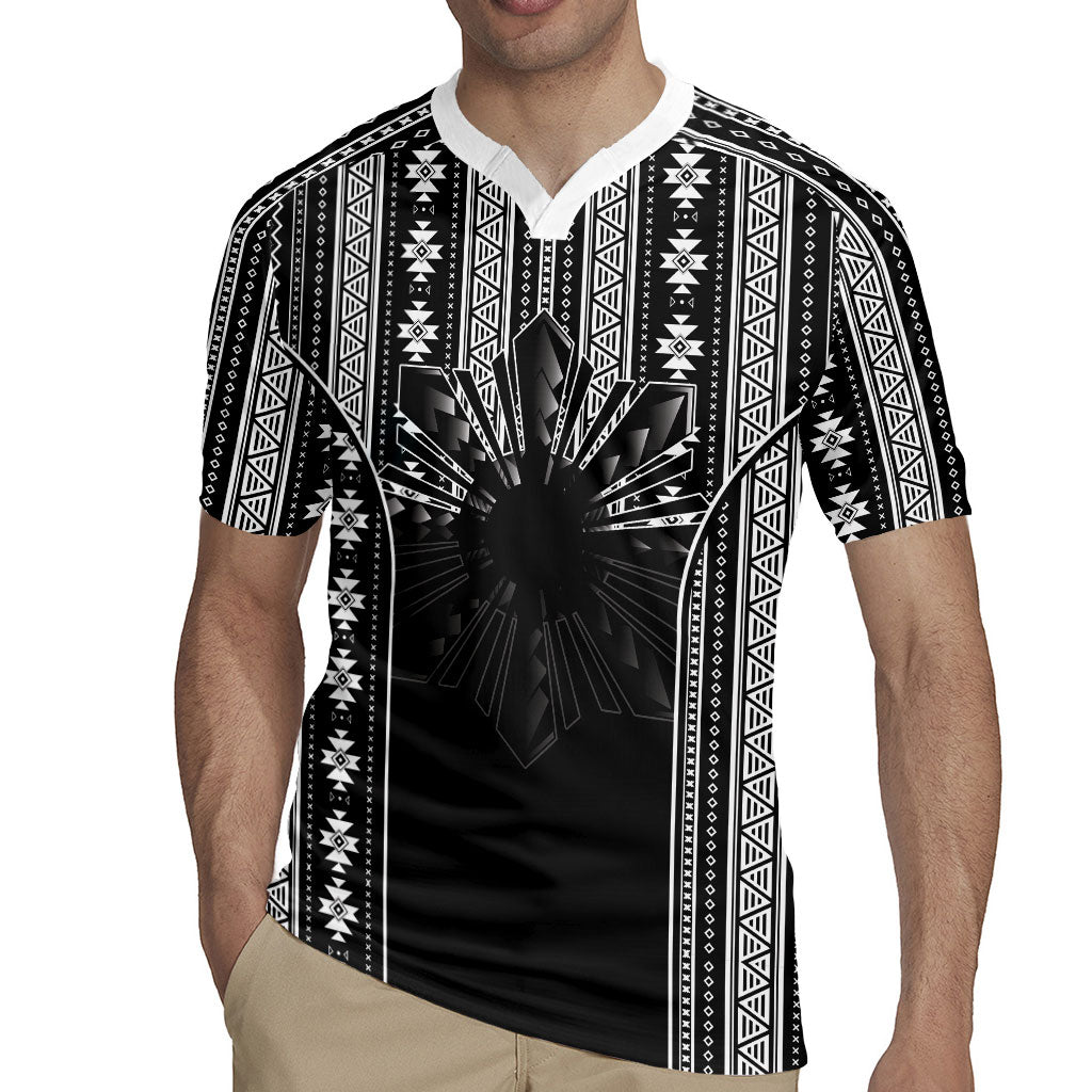 Mabuhay Philippines Festival Rugby Jersey Filipino Map Black White Igorot Pattern LT14 - Polynesian Pride