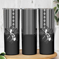 Mabuhay Philippines Festival Skinny Tumbler Filipino Map Black White Igorot Pattern LT14 - Polynesian Pride