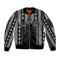 Mabuhay Philippines Festival Sleeve Zip Bomber Jacket Filipino Map Black White Igorot Pattern LT14 Unisex Black - Polynesian Pride