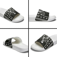 Mabuhay Philippines Festival Slide Sandals Filipino Map Black White Igorot Pattern LT14 - Polynesian Pride