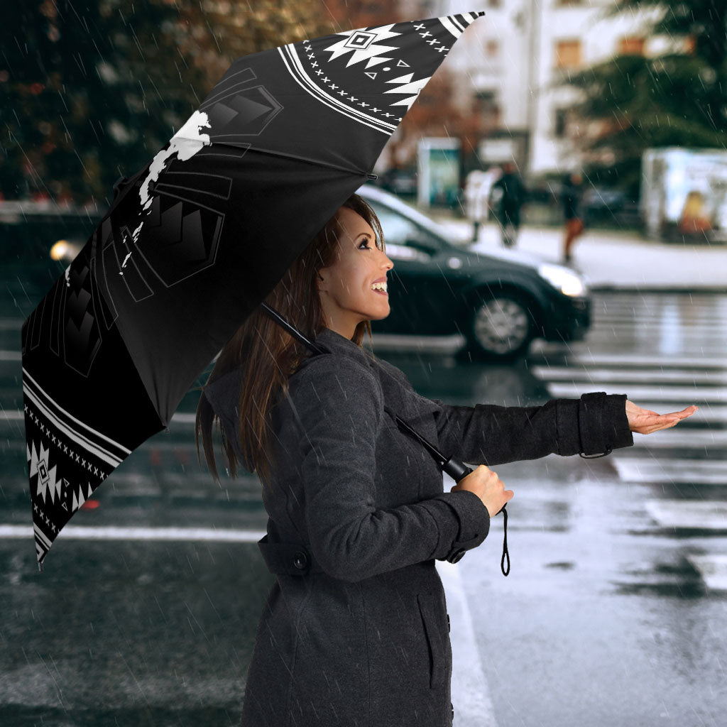 Mabuhay Philippines Festival Umbrella Filipino Map Black White Igorot Pattern LT14 - Polynesian Pride