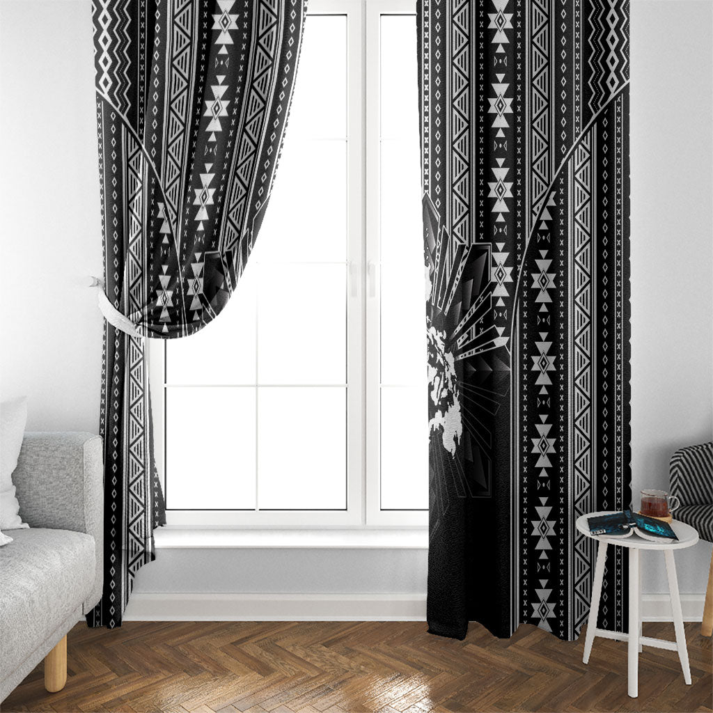 Mabuhay Philippines Festival Window Curtain Filipino Map Black White Igorot Pattern LT14 - Polynesian Pride