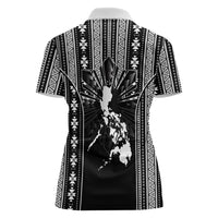 Mabuhay Philippines Festival Women Polo Shirt Filipino Map Black White Igorot Pattern LT14 - Polynesian Pride