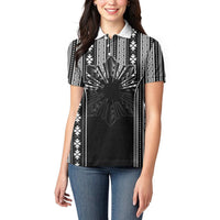 Mabuhay Philippines Festival Women Polo Shirt Filipino Map Black White Igorot Pattern LT14 - Polynesian Pride