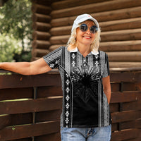 Mabuhay Philippines Festival Women Polo Shirt Filipino Map Black White Igorot Pattern LT14 - Polynesian Pride