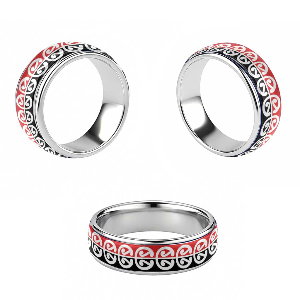 New Zealand Mangopare Kowhaiwhai Motif Classic Ring LT14 - Polynesian Pride