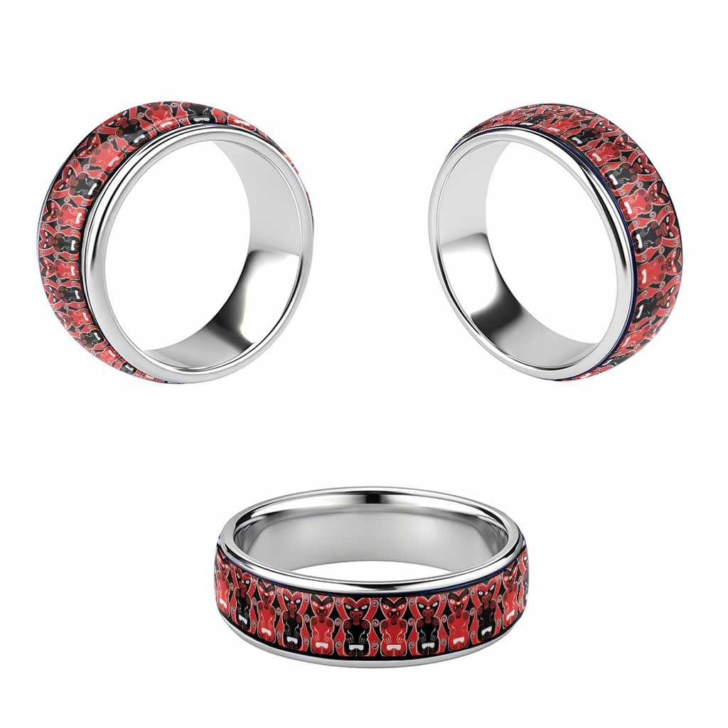 New Zealand Hei Tiki Motif Classic Ring - Polynesian Pride