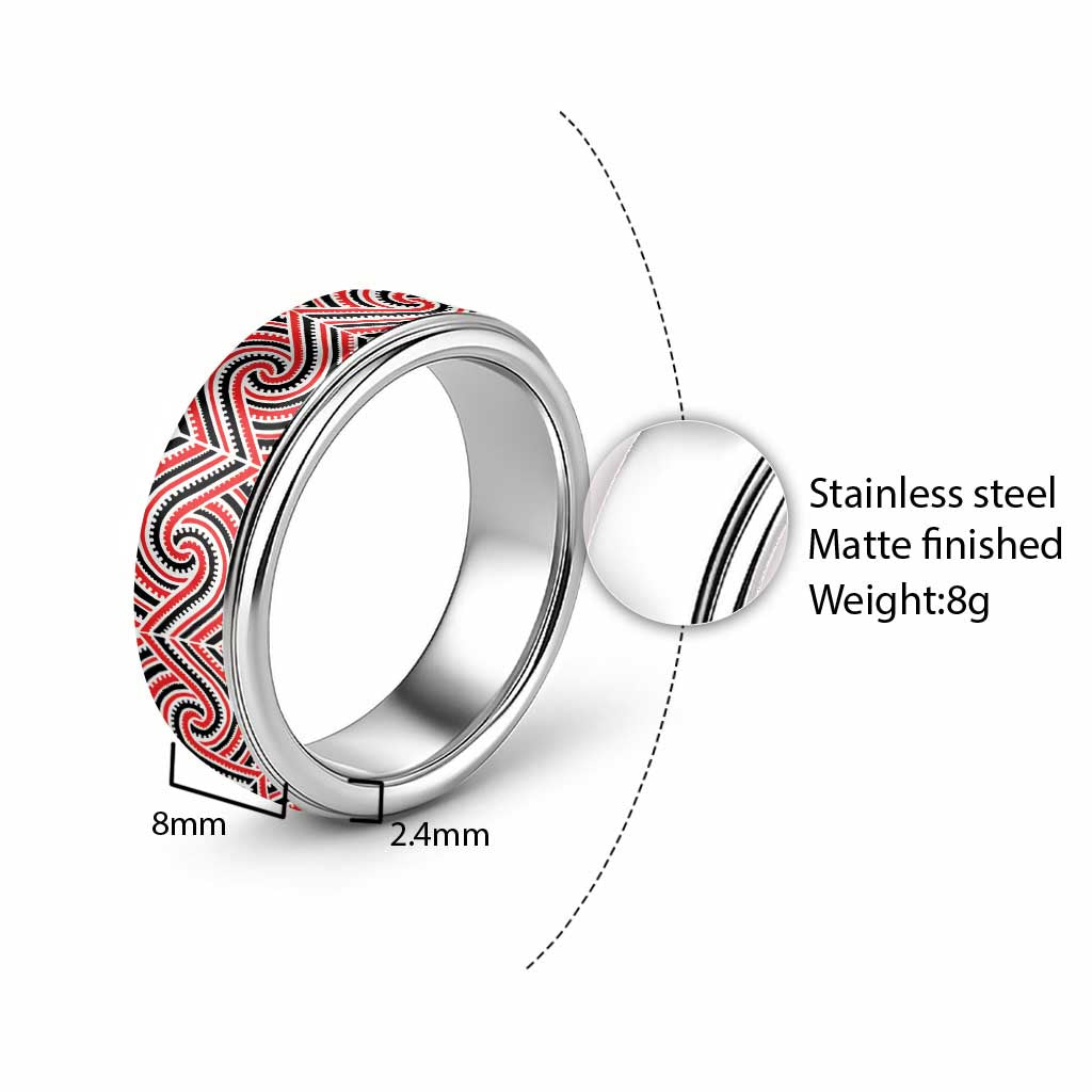 New Zealand Maori Maui Koru Kowhaiwhai Motif Classic Ring - Polynesian Pride