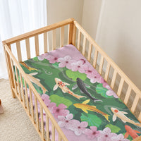 Koi Fish Sakura Japan Baby Bed Cover Eternal Flow Cherry Blossom Seigaiha Pattern LT14 - Polynesian Pride