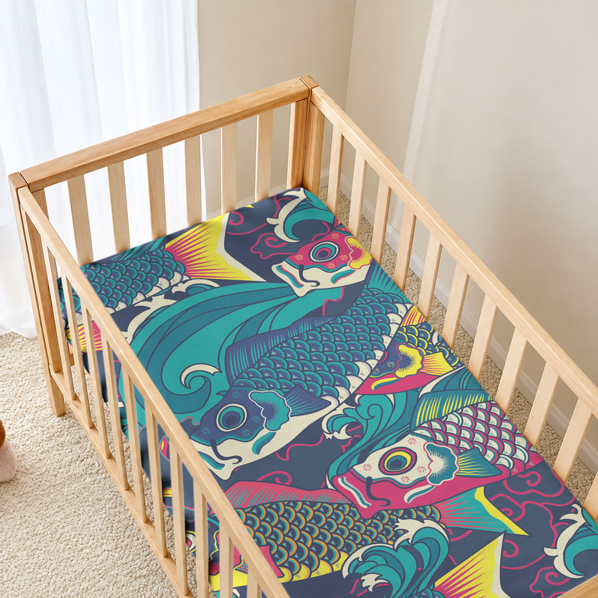 Japan Koinobori Baby Bed Cover Japanese Koi Flag Waves Pattern LT14 - Polynesian Pride