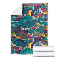 Japan Koinobori Blanket Japanese Koi Flag Waves Pattern