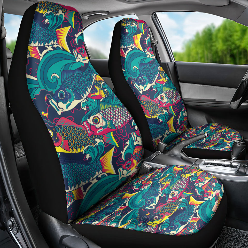 Japan Koinobori Car Seat Cover Japanese Koi Flag Waves Pattern