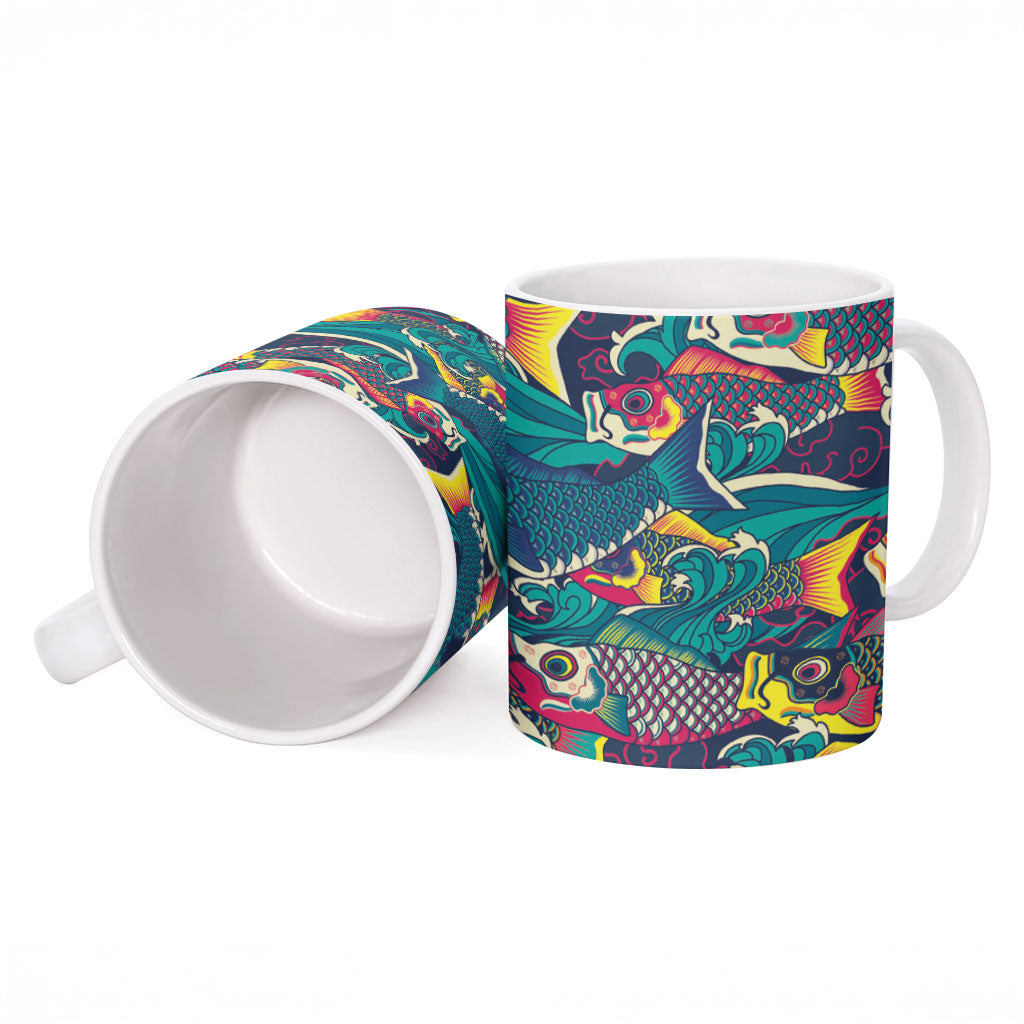 Japan Koinobori Ceramic Mug Japanese Koi Flag Waves Pattern
