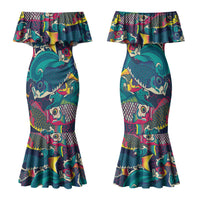 Japan Koinobori Family Matching Mermaid Dress and Hawaiian Shirt Japanese Koi Flag Waves Pattern