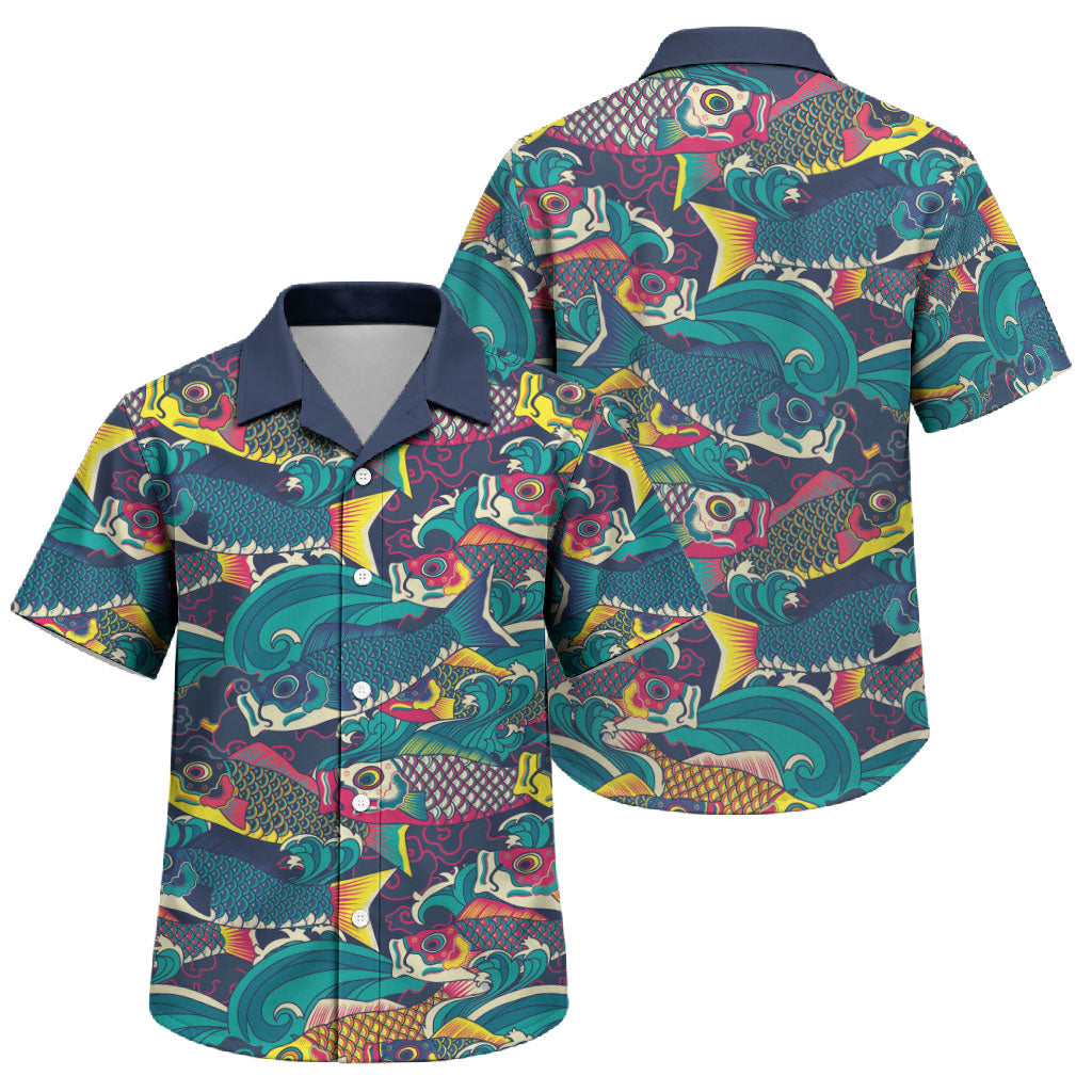 Japan Koinobori Family Matching Mermaid Dress and Hawaiian Shirt Japanese Koi Flag Waves Pattern