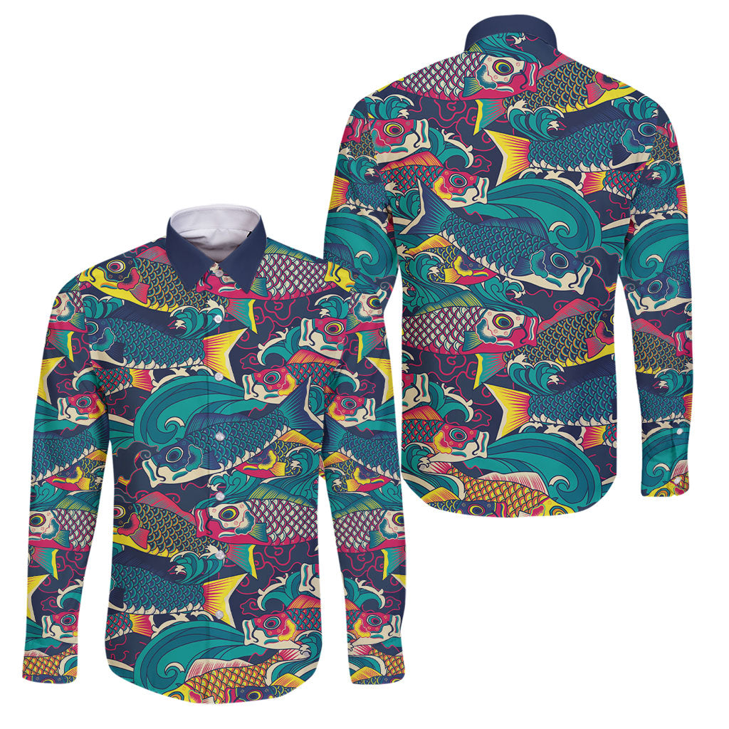 Japan Koinobori Family Matching Puletasi and Hawaiian Shirt Japanese Koi Flag Waves Pattern
