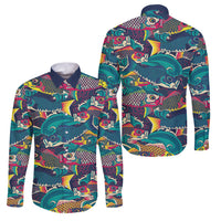 Japan Koinobori Family Matching Puletasi and Hawaiian Shirt Japanese Koi Flag Waves Pattern