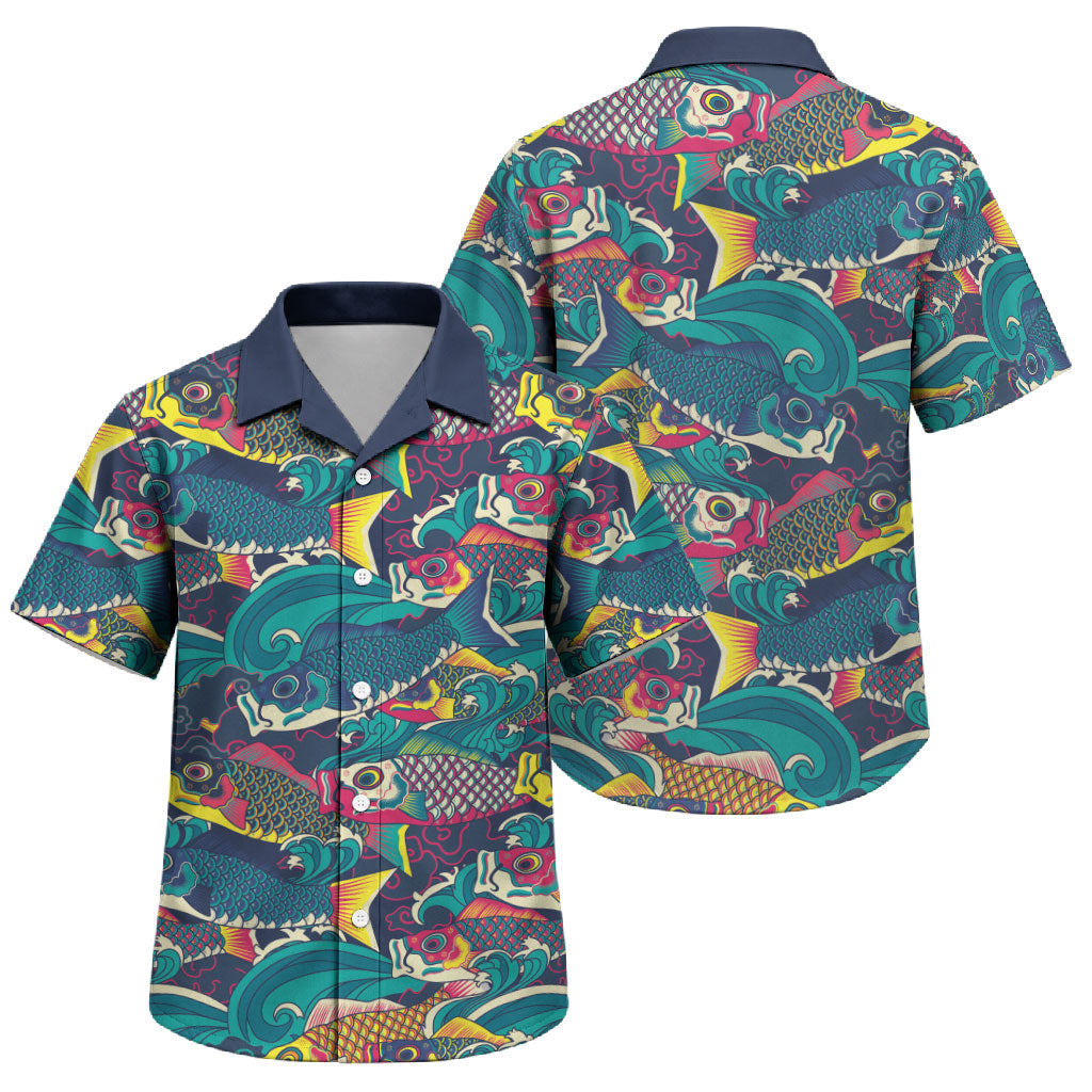 Japan Koinobori Family Matching Puletasi and Hawaiian Shirt Japanese Koi Flag Waves Pattern