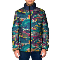 Japan Koinobori Padded Jacket Japanese Koi Flag Waves Pattern