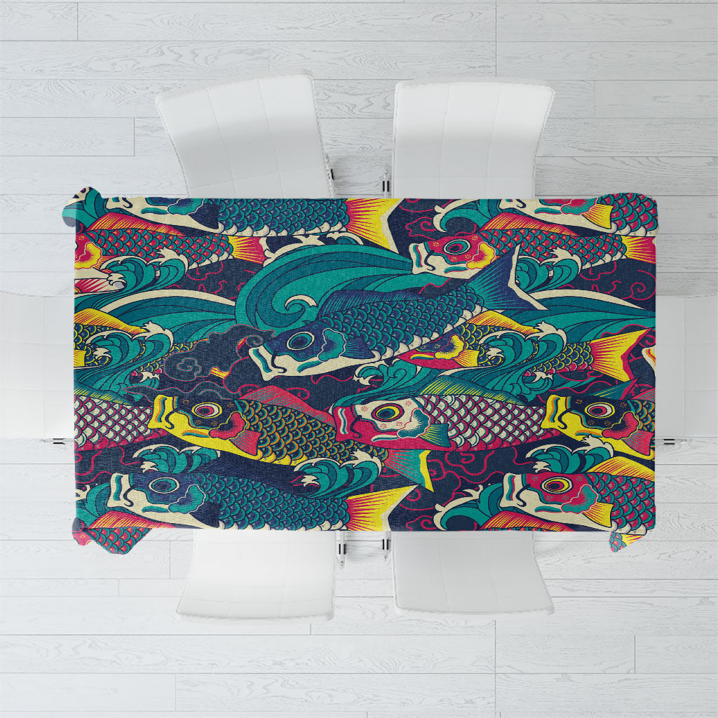 Japan Koinobori Tablecloth Japanese Koi Flag Waves Pattern LT14 Blue - Polynesian Pride