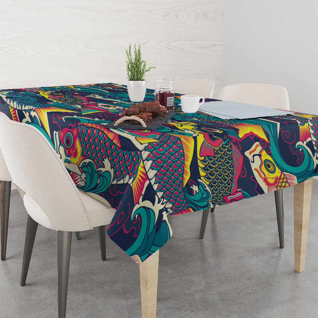 Japan Koinobori Tablecloth Japanese Koi Flag Waves Pattern