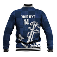 New Zealand Auckland Football Custom Baseball Jacket Navy Blue City Anchor Sky Tower Symbol LT14 - Polynesian Pride